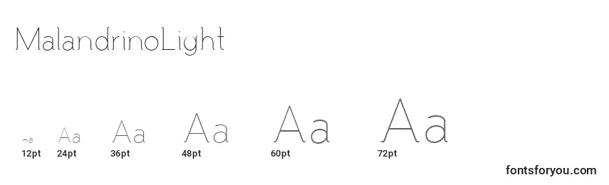 MalandrinoLight Font Sizes