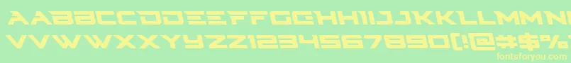 フォントCyberdyneleft – 黄色の文字が緑の背景にあります