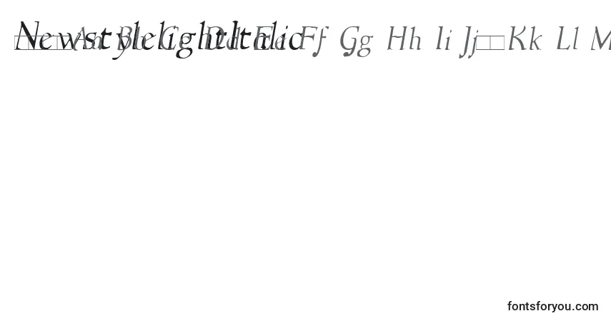 A fonte NewstylelightItalic – alfabeto, números, caracteres especiais