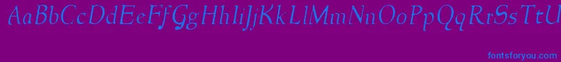 NewstylelightItalic Font – Blue Fonts on Purple Background