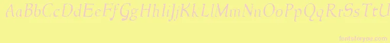 NewstylelightItalic Font – Pink Fonts on Yellow Background