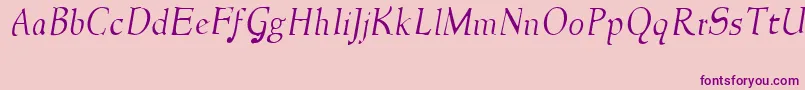 フォントNewstylelightItalic – ピンクの背景に紫のフォント