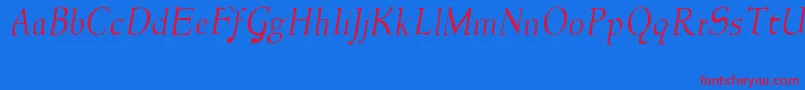 NewstylelightItalic Font – Red Fonts on Blue Background