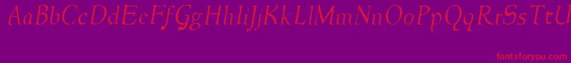 NewstylelightItalic-Schriftart – Rote Schriften auf violettem Hintergrund