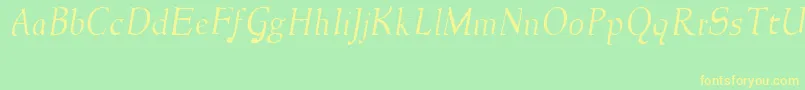 NewstylelightItalic-Schriftart – Gelbe Schriften auf grünem Hintergrund