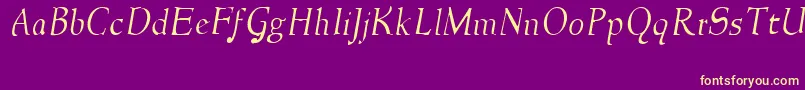 NewstylelightItalic-fontti – keltaiset fontit violetilla taustalla