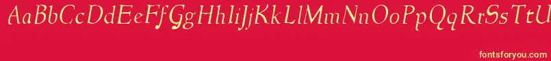 NewstylelightItalic-fontti – keltaiset fontit punaisella taustalla