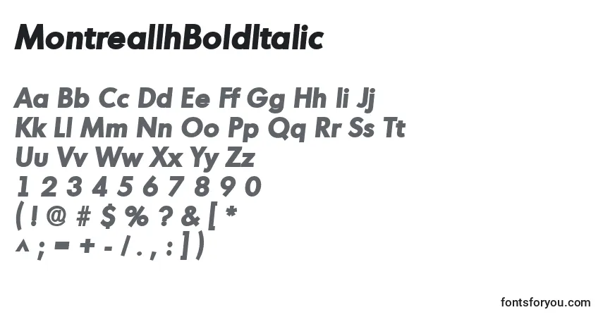 Шрифт MontreallhBoldItalic – алфавит, цифры, специальные символы
