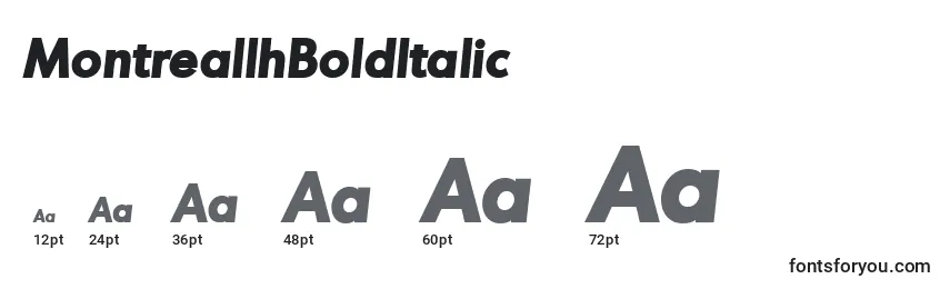 Размеры шрифта MontreallhBoldItalic