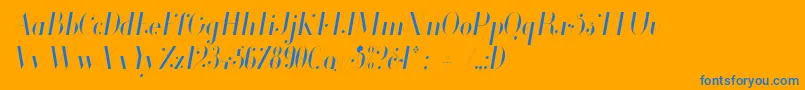 Glamor Lightcondenseditalic-Schriftart – Blaue Schriften auf orangefarbenem Hintergrund
