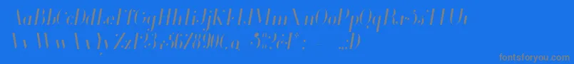 フォントGlamor Lightcondenseditalic – 青い背景に灰色の文字
