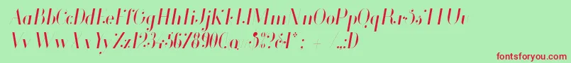 Glamor Lightcondenseditalic Font – Red Fonts on Green Background