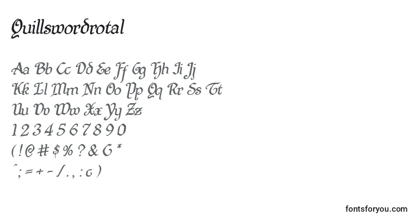 A fonte Quillswordrotal – alfabeto, números, caracteres especiais