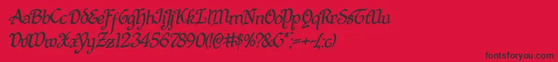 フォントQuillswordrotal – 赤い背景に黒い文字