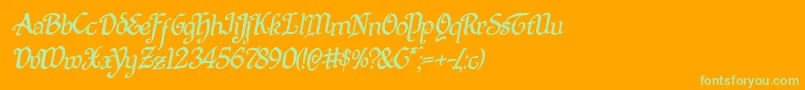 Quillswordrotal-Schriftart – Grüne Schriften auf orangefarbenem Hintergrund