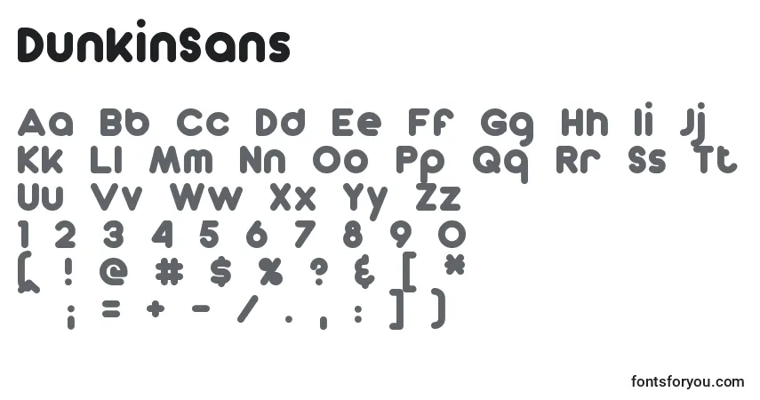 Schriftart DunkinSans – Alphabet, Zahlen, spezielle Symbole