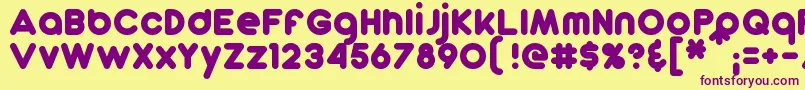 DunkinSans-fontti – violetit fontit keltaisella taustalla