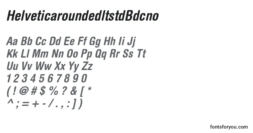 A fonte HelveticaroundedltstdBdcno – alfabeto, números, caracteres especiais