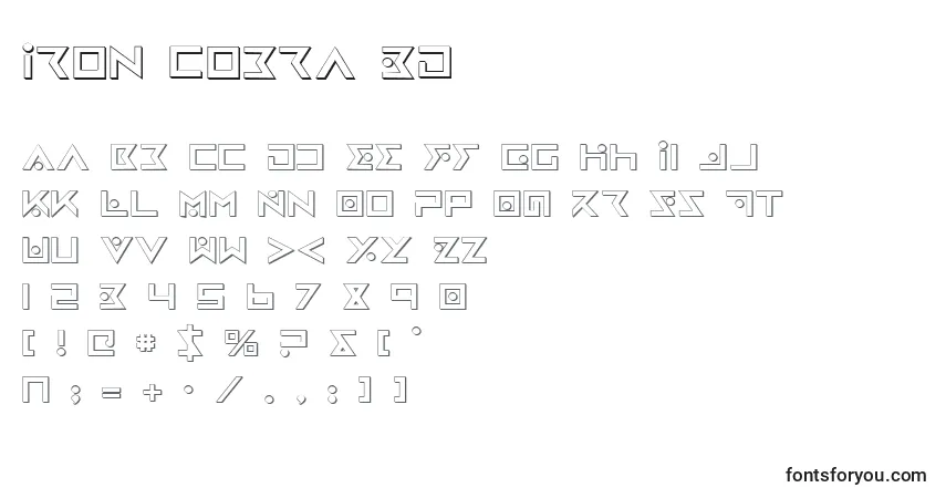 Schriftart Iron Cobra 3D – Alphabet, Zahlen, spezielle Symbole