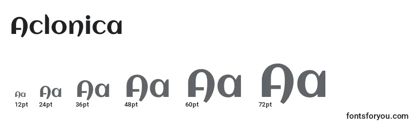 Размеры шрифта Aclonica