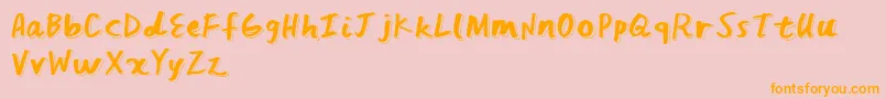 FeedTheBears-Schriftart – Orangefarbene Schriften auf rosa Hintergrund