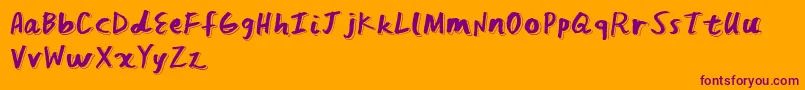 FeedTheBears-Schriftart – Violette Schriften auf orangefarbenem Hintergrund