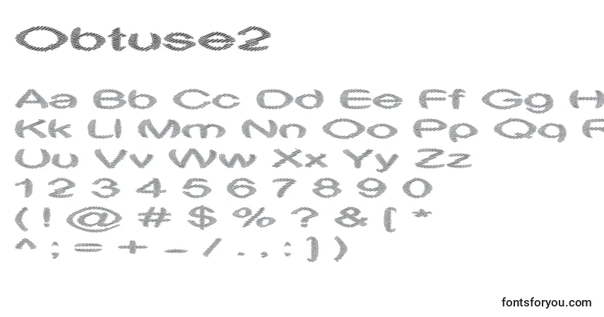 Schriftart Obtuse2 – Alphabet, Zahlen, spezielle Symbole