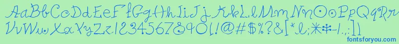 PetersMiroitcTt-Schriftart – Blaue Schriften auf grünem Hintergrund