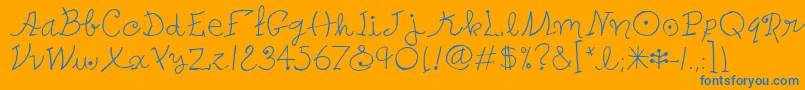 Weitere Informationen zur PetersMiroitcTt-Schriftart PetersMiroitcTt-Schriftart – Blaue Schriften auf orangefarbenem Hintergrund