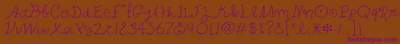 PetersMiroitcTt-Schriftart – Violette Schriften auf braunem Hintergrund