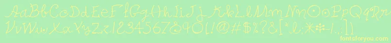 フォントPetersMiroitcTt – 黄色の文字が緑の背景にあります