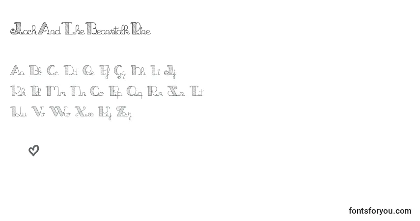 Шрифт JackAndTheBeanstalkLine – алфавит, цифры, специальные символы
