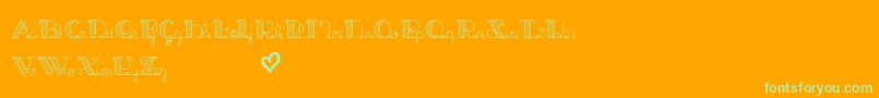 JackAndTheBeanstalkLine-Schriftart – Grüne Schriften auf orangefarbenem Hintergrund