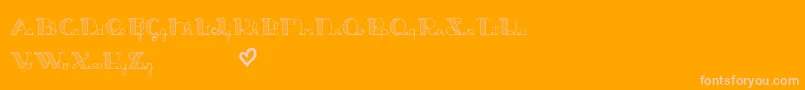 JackAndTheBeanstalkLine-Schriftart – Rosa Schriften auf orangefarbenem Hintergrund