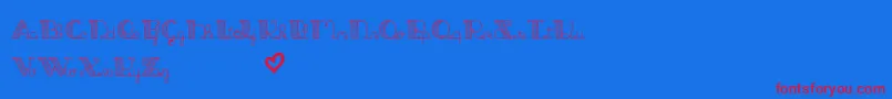 JackAndTheBeanstalkLine-Schriftart – Rote Schriften auf blauem Hintergrund