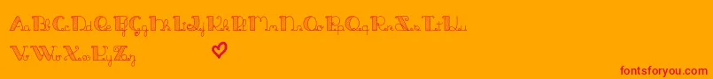 JackAndTheBeanstalkLine-Schriftart – Rote Schriften auf orangefarbenem Hintergrund