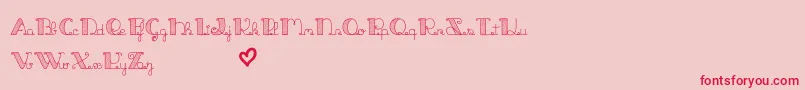 JackAndTheBeanstalkLine-Schriftart – Rote Schriften auf rosa Hintergrund