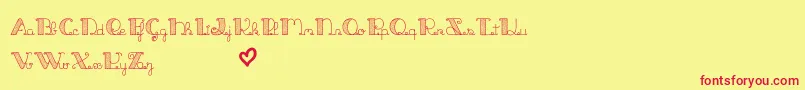 JackAndTheBeanstalkLine-fontti – punaiset fontit keltaisella taustalla