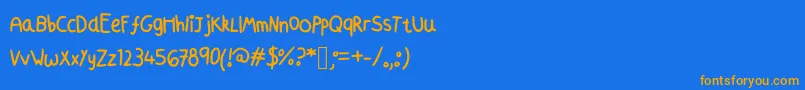 フォントAzmoonfleet – オレンジ色の文字が青い背景にあります。