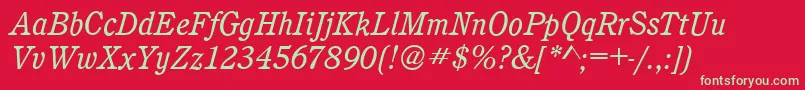 CalgaryBookitalic Font – Green Fonts on Red Background