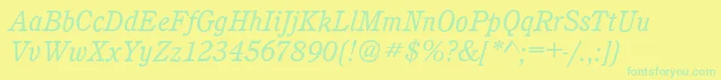 CalgaryBookitalic Font – Green Fonts on Yellow Background