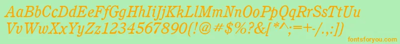 CalgaryBookitalic Font – Orange Fonts on Green Background