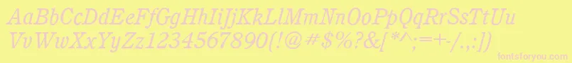 CalgaryBookitalic-Schriftart – Rosa Schriften auf gelbem Hintergrund