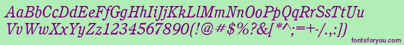 CalgaryBookitalic Font – Purple Fonts on Green Background
