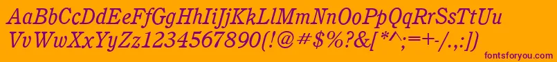 CalgaryBookitalic Font – Purple Fonts on Orange Background
