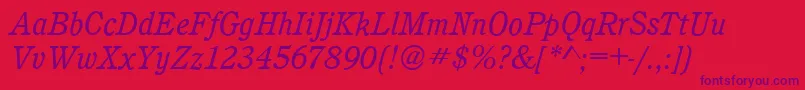 CalgaryBookitalic Font – Purple Fonts on Red Background