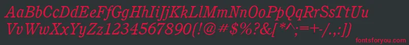 フォントCalgaryBookitalic – 黒い背景に赤い文字