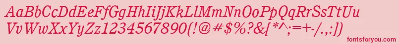 フォントCalgaryBookitalic – ピンクの背景に赤い文字