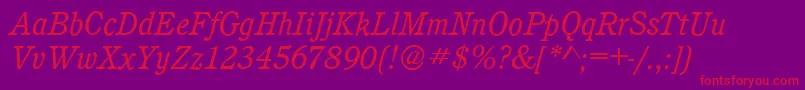 フォントCalgaryBookitalic – 紫の背景に赤い文字