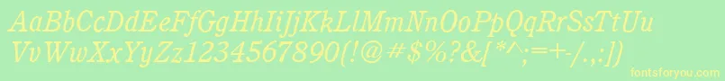 CalgaryBookitalic Font – Yellow Fonts on Green Background
